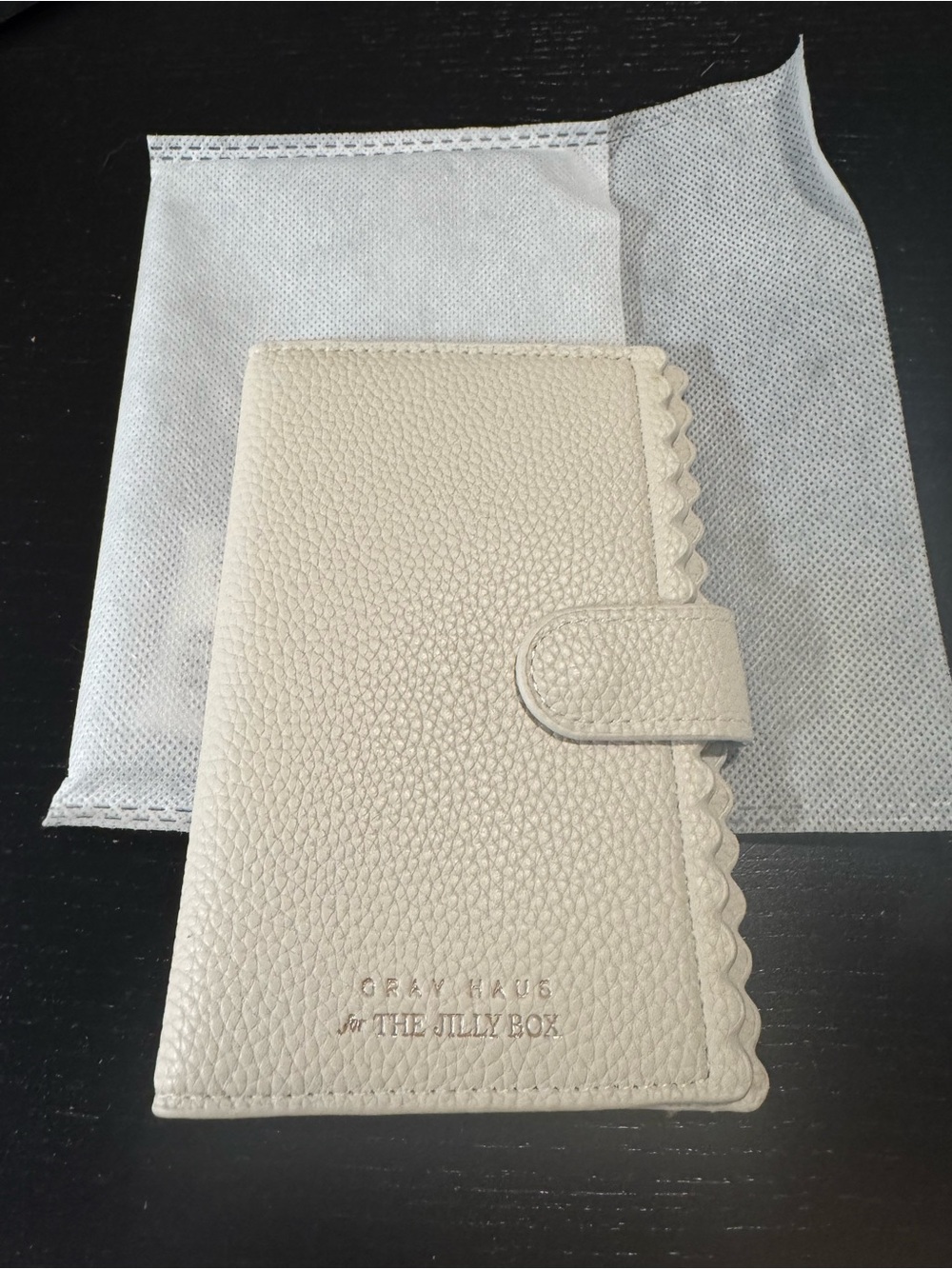 Cream Vegan Leather Passport Holder Wallet Grey Haus for the Jilly Box